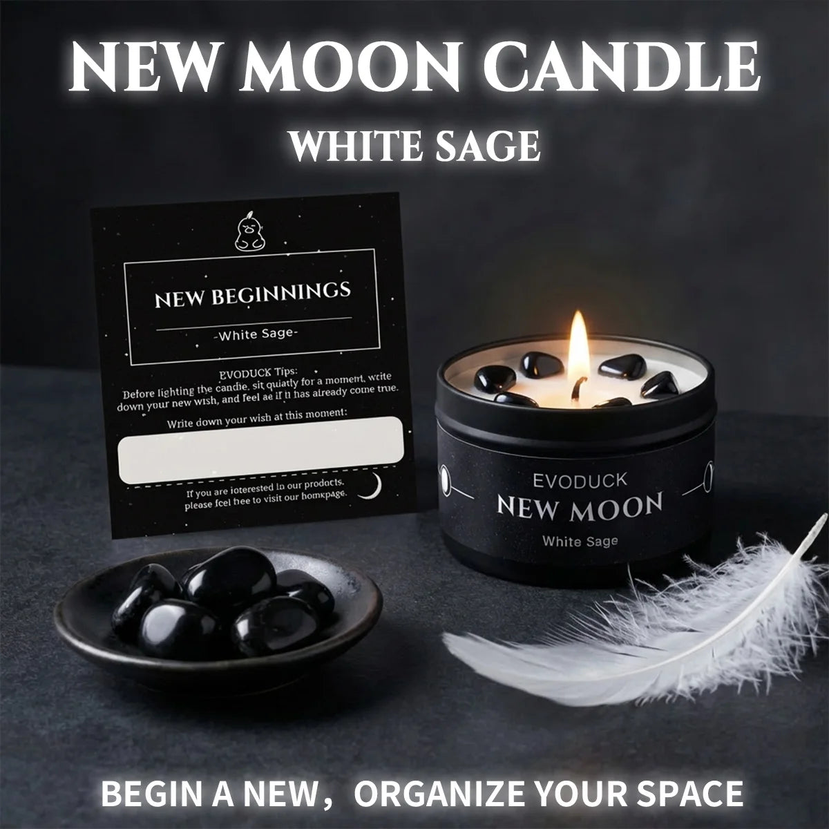 Moon Phase Crystal Scented Candle Set, 3oz White Sage, Lemongrass, Jasmine and Lavender Aromatherapy, 9 Different variations Sets.....