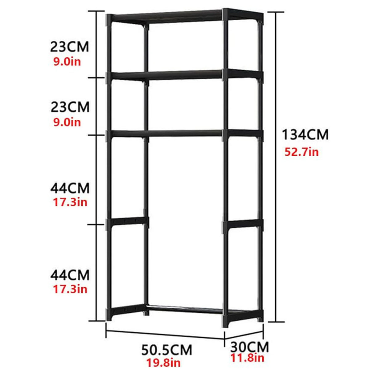 3 Tier Over the Toilet Shelf, Freestanding, Black