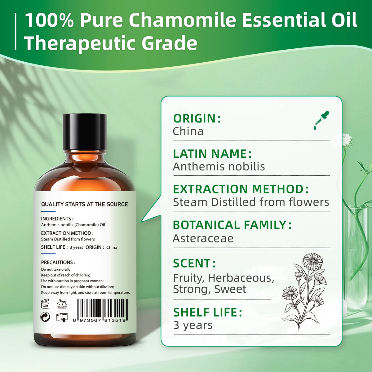 3.3 Oz. Chamomile Essential Oils,100% Pure Floral Oil for Diffuser.....