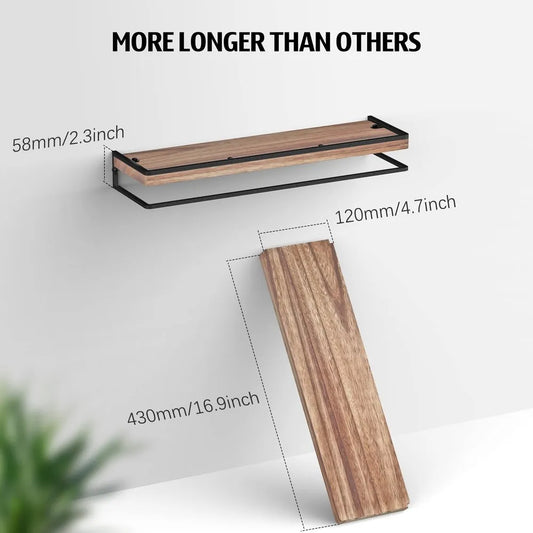 2-Piece Wall-Mounted Rustic Wood Floating Shelves, 16.9-Inch....