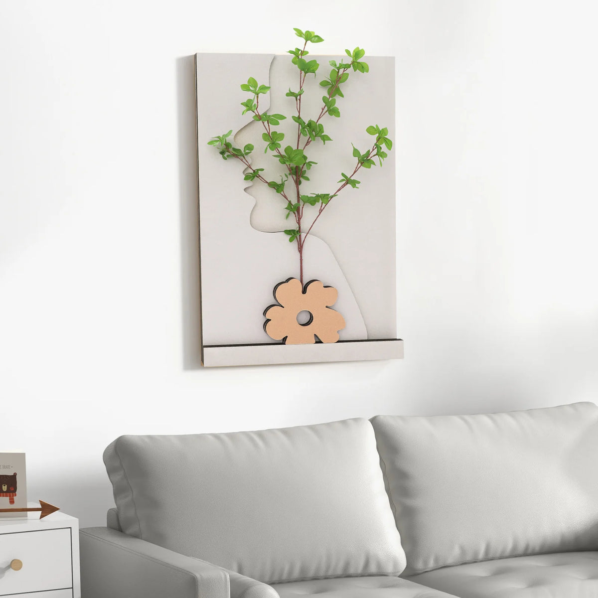 Sandstone LED Wall Art Side Face Sculpture, W 20 Inch's, H 27.5 Inch's