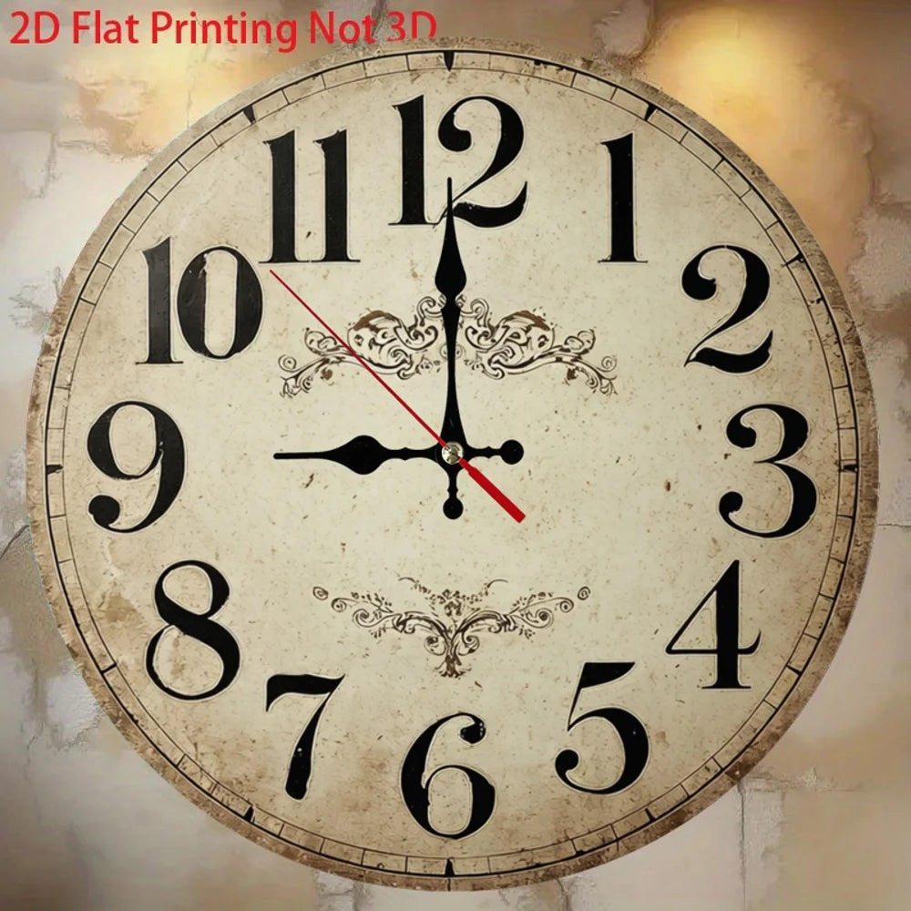 10-12 Inch Wooden Wall Clock, 2D Flat AA Battery Not Included....