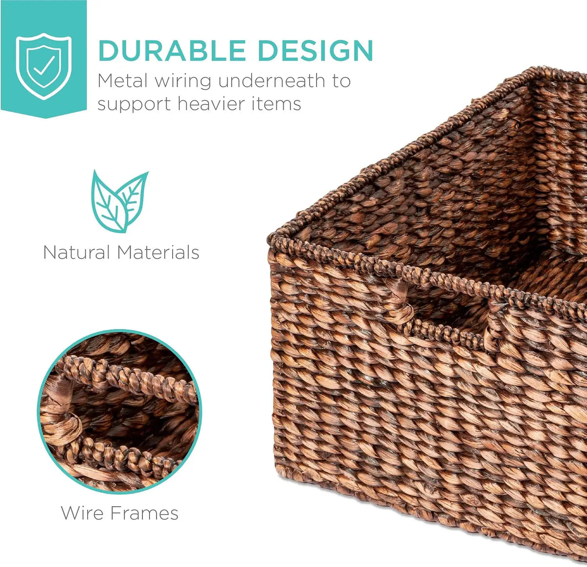 Set Of 3 X-Large Handwoven Rattan Wicker Storage Baskets...
