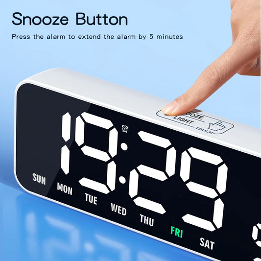 Large Display Digital Alarm Clock with Dual Alarms, Temperature, Humidity, Week Display, USB-C Rechargeable.....