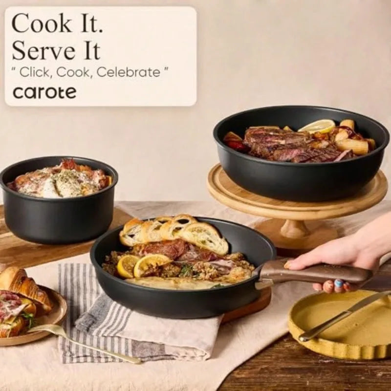 19pcs Stainless Steel Non Stick Detachable Handle Cookware Set, Dishwasher And Oven Safe.....
