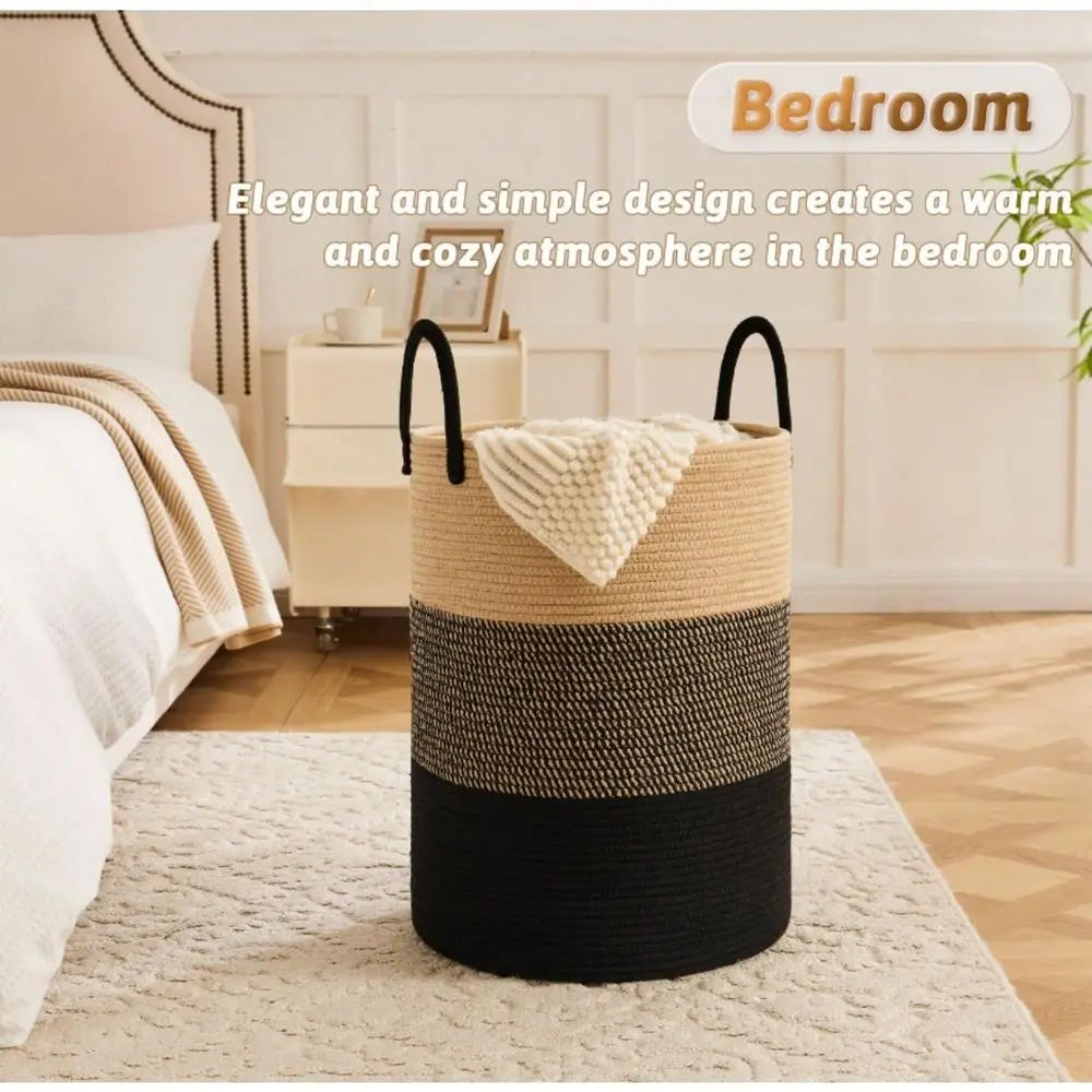 Woven Cotton Rope Laundry Hamper, Or Storage, With Handles...