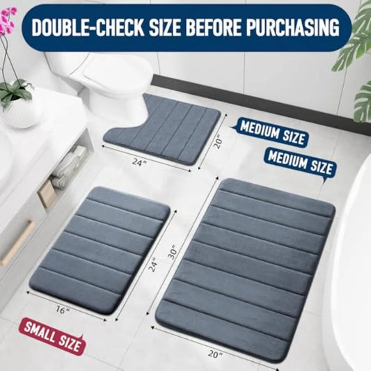 Memory Foam Bath Mat 30x20, Absorbent , Non-Slip, Machine Wash Dry...