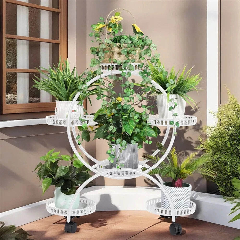 6 Tier Metal Plant Stand With Wheels...