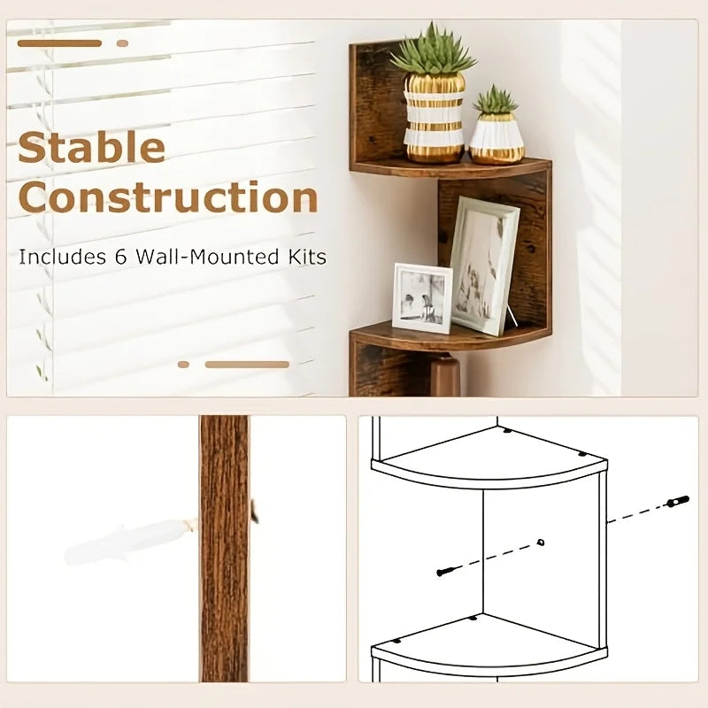 Rustic Wood Corner Floating Shelves Wall Mounted