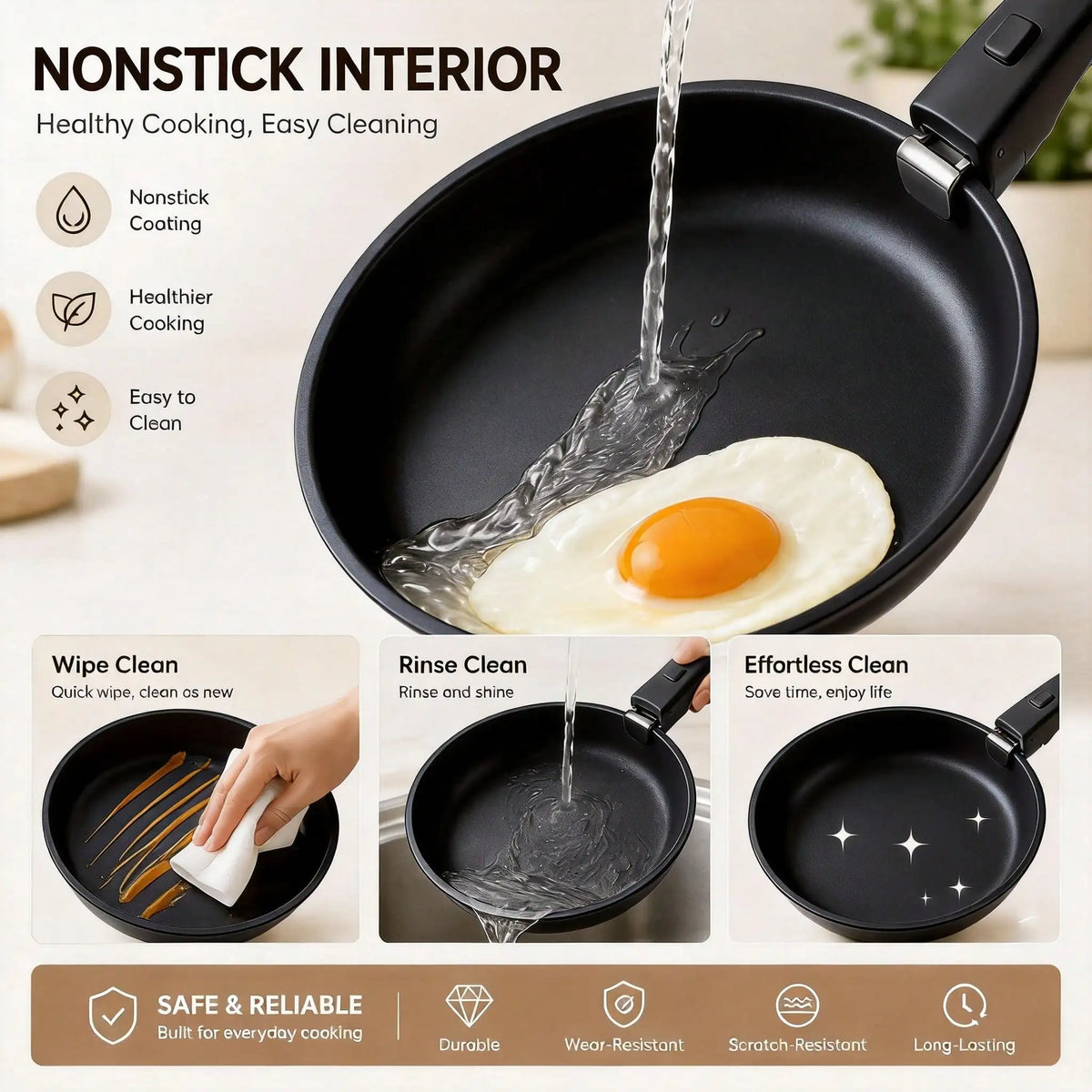 13PCS Nonstick Cookware Set With Detachable Handles, Matte Black Stackable Pots And Pans...