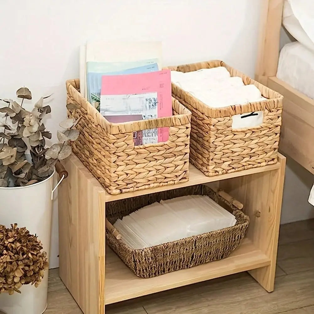 Wicker Wove Rattan Basket With Handle, Organization....