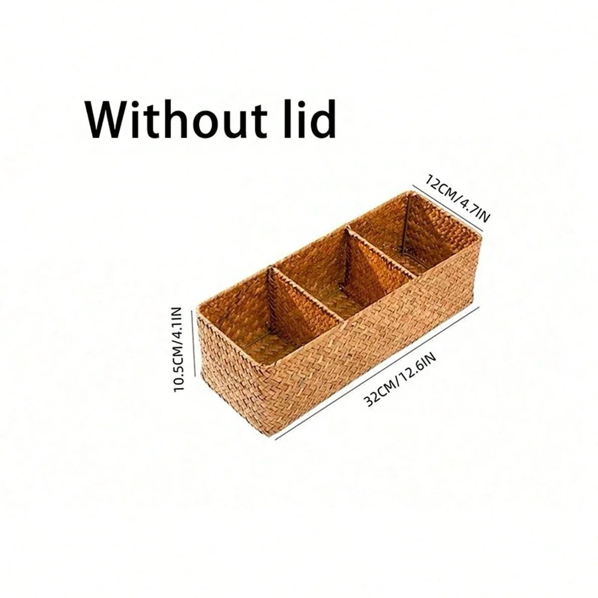 1pc Handwoven Rattan Seagrass Rustic Storage Basket With Lid...