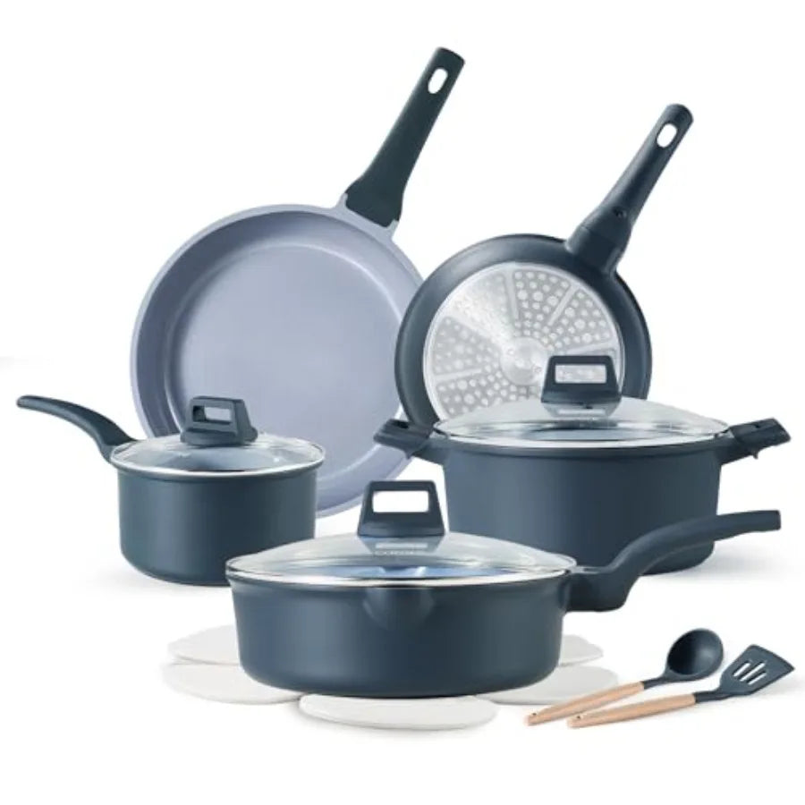 14pcs Ceramic Cookware Set Nonstick, Dishwasher Safe, Light Blue, And Black.....