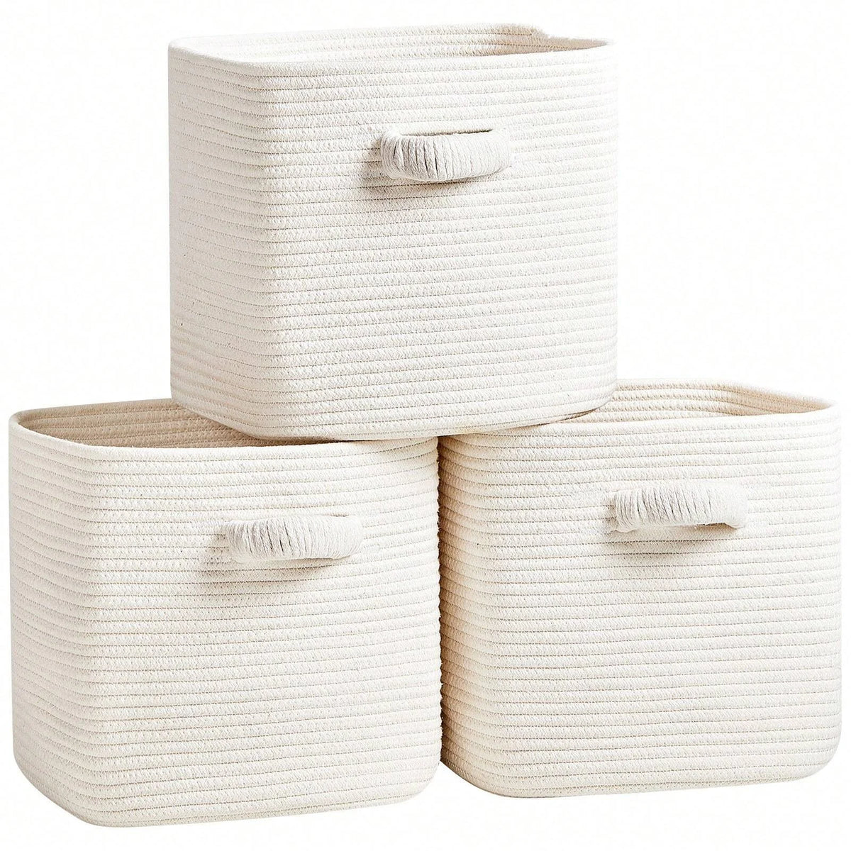 Set Of 3 Woven Baskets 11 Inch Square Baskets....