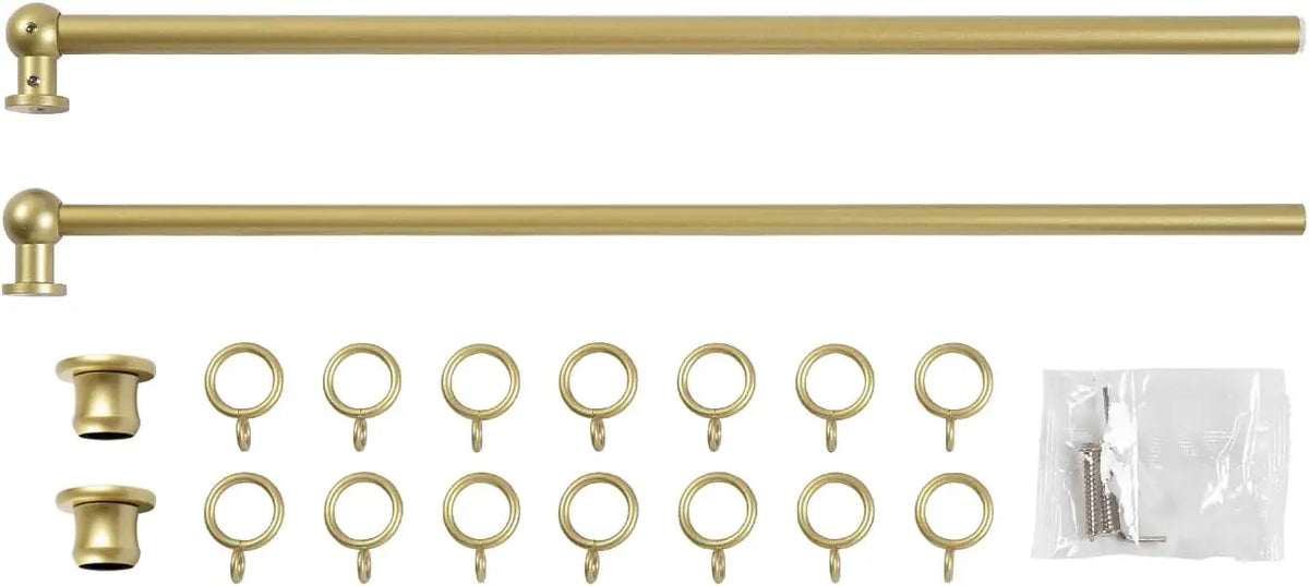 18-28 Inch Adjustable Curtain Rod with Rings, Inside Outside Mount For Kitchen, In Gold Or Black.....