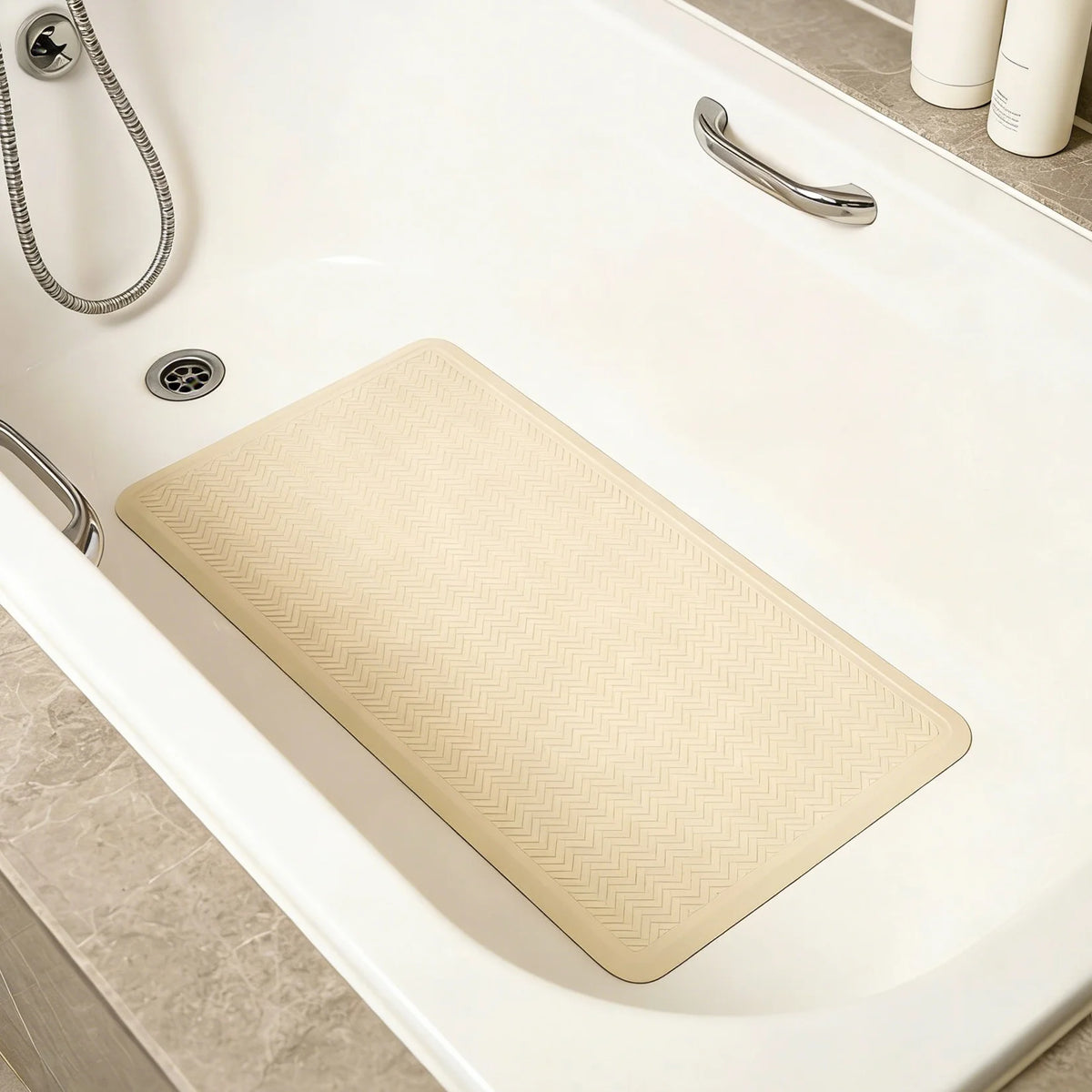 Non-Slip Rubber Bath Mat, Soft Textured with Suction Cups