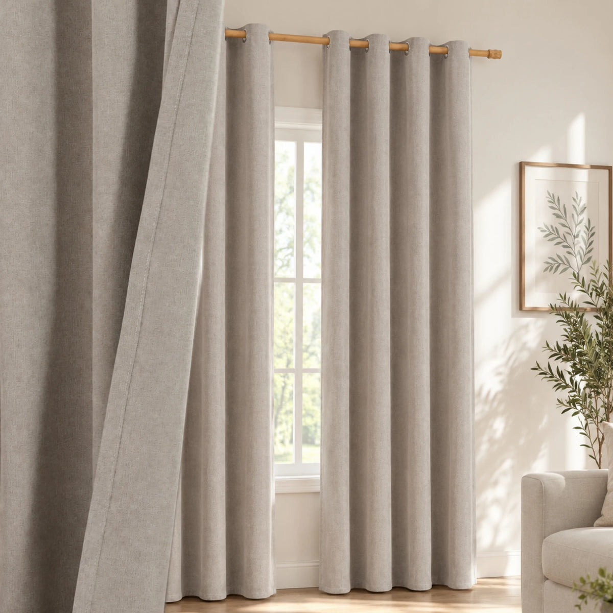 2 Panels Blackout Curtains 52x84in, 52x96in, Triple-Woven Heavy Fabric, Grommet Top For Living Room & Bedroom