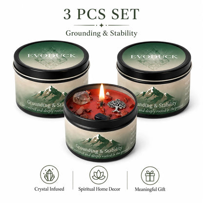 3Pcs Grounding & Stability Crystal, Scented Candle Set, Vetiver & Cedarwood Scented, Red Jasper & Smoky Quartz, Root Chakra Anxiety Relief, 12 Different Styles, 3 Oz.....