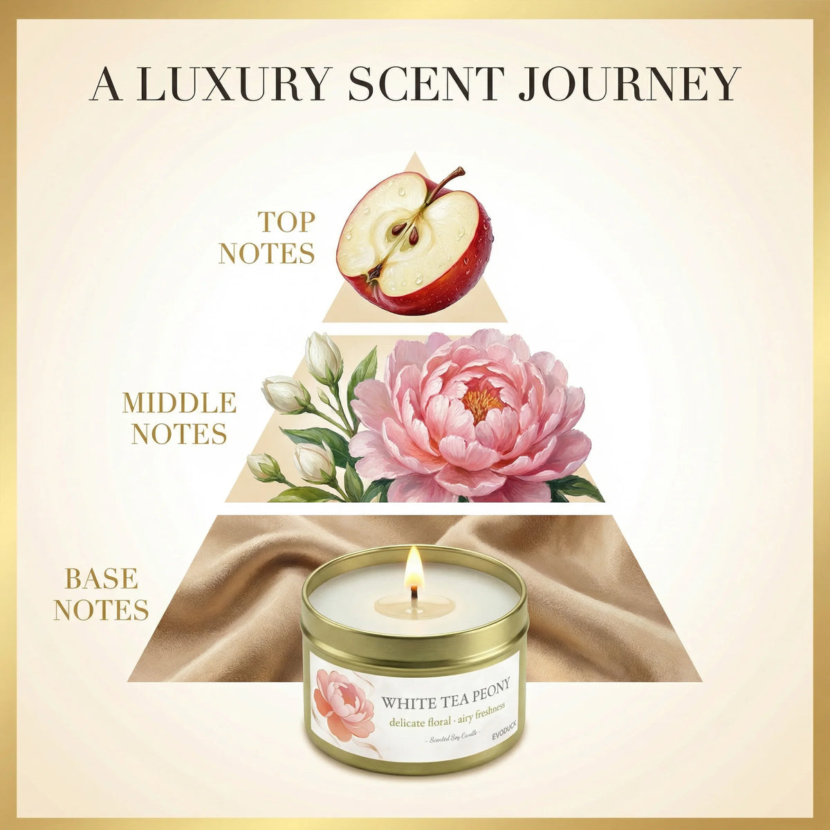 2Pcs Floral Scented Candle Set with White Tea Peony, Rose Jasmine, Freesia and Gardenia Fragrances, Natural Soy Wax,