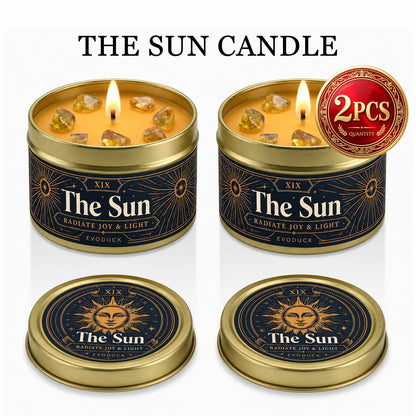 The Chariot Tarot Candle with Real Citrine Crystal Stones, Yellow Wax Scented Gold Tin Candle, for Meditation, Success Motivation, 3 Oz.....