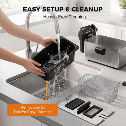 Electric Deep Fryer with Basket, 3.2QT Stainless Steel...