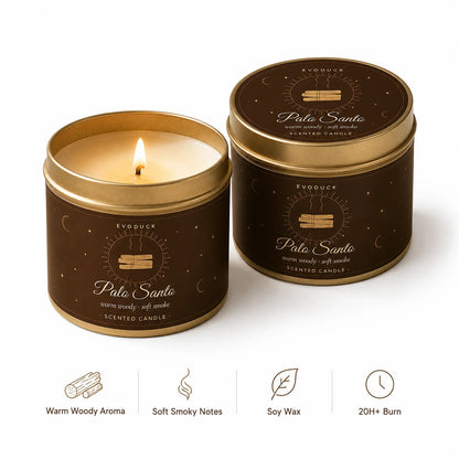 4 Pack  Candle Set 2 Sage Smudge 2 Palo Santo Soy Wax Scented Candles in Gold Travel Tin 20H+ Burn......