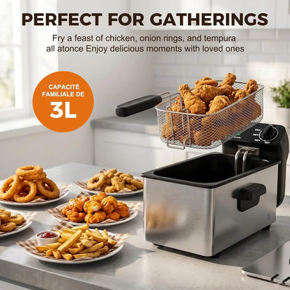 Electric Deep Fryer with Basket, 3.2QT Stainless Steel...
