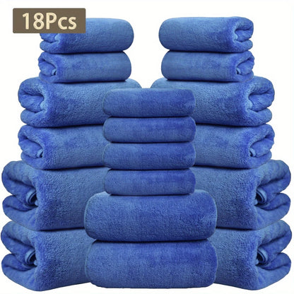 15 Colors, 18-Piece Coral Fleece Bath Towel Set, 4 Bath Towels 4 Hand Towels 10 Washcloths, Ultra Soft Plush Bathroom Towels Set....