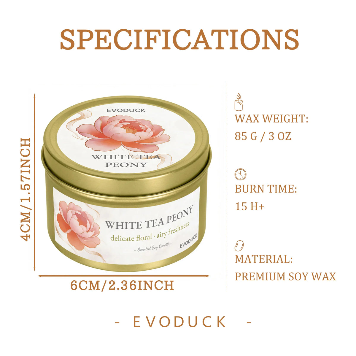 2Pcs Floral Scented Candle Set with White Tea Peony, Rose Jasmine, Freesia and Gardenia Fragrances, Natural Soy Wax,