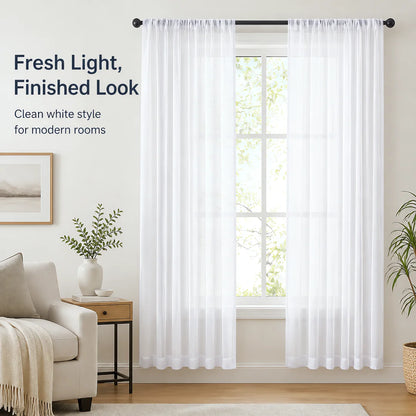 82X54 In  Modern double Layer Curtains Set White Sheer And Dark Grey Blackout  for Bedroom Living Room