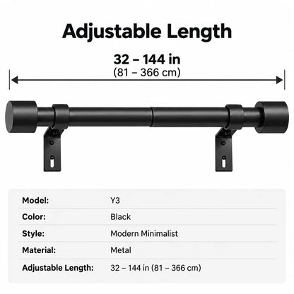 32-144 In Black Adjustable Metal Curtain Rod, for Living Room Bedroom Windows Best Choice 2026