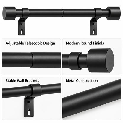 32-144 In Black Adjustable Metal Curtain Rod, for Living Room Bedroom Windows Best Choice 2026
