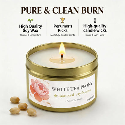 2Pcs Floral Scented Candle Set with White Tea Peony, Rose Jasmine, Freesia and Gardenia Fragrances, Natural Soy Wax,