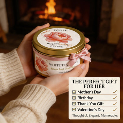 2Pcs Floral Scented Candle Set with White Tea Peony, Rose Jasmine, Freesia and Gardenia Fragrances, Natural Soy Wax,