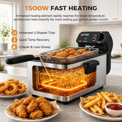 Electric Deep Fryer with Basket, 3.2QT Stainless Steel...