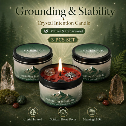 3Pcs Grounding & Stability Crystal, Scented Candle Set, Vetiver & Cedarwood Scented, Red Jasper & Smoky Quartz, Root Chakra Anxiety Relief, 12 Different Styles, 3 Oz.....