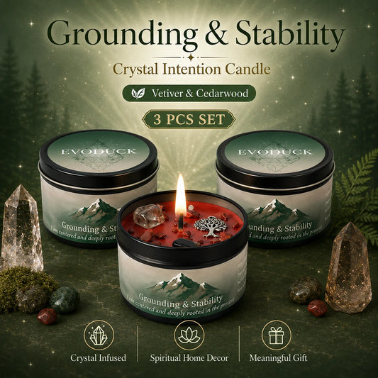 3Pcs Grounding & Stability Crystal, Scented Candle Set, Vetiver & Cedarwood Scented, Red Jasper & Smoky Quartz, Root Chakra Anxiety Relief, 12 Different Styles, 3 Oz.....