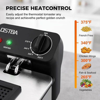 Electric Deep Fryer with Basket, 3.2QT Stainless Steel...