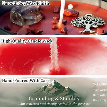 3Pcs Grounding & Stability Crystal, Scented Candle Set, Vetiver & Cedarwood Scented, Red Jasper & Smoky Quartz, Root Chakra Anxiety Relief, 12 Different Styles, 3 Oz.....
