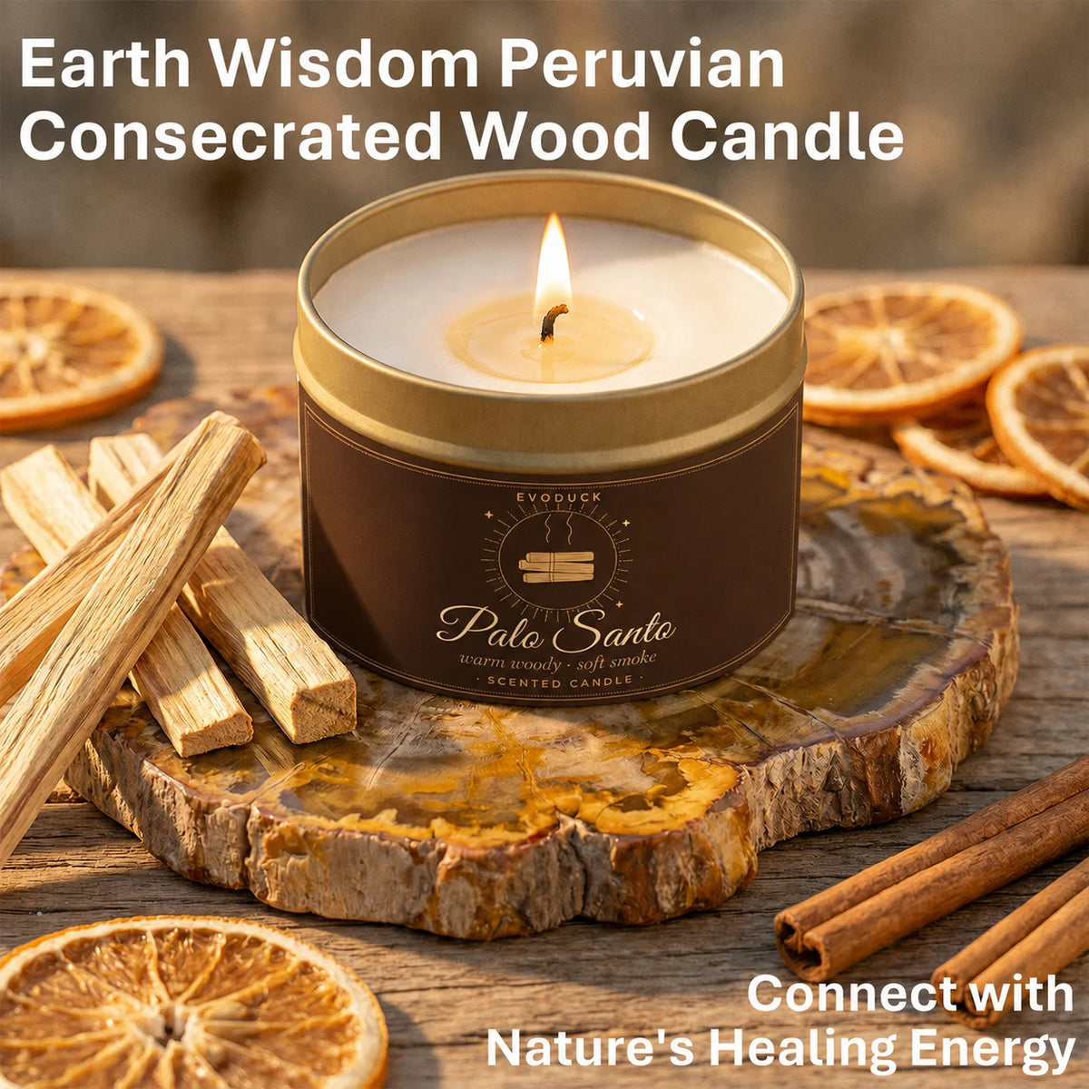 4 Pack  Candle Set 2 Sage Smudge 2 Palo Santo Soy Wax Scented Candles in Gold Travel Tin 20H+ Burn......