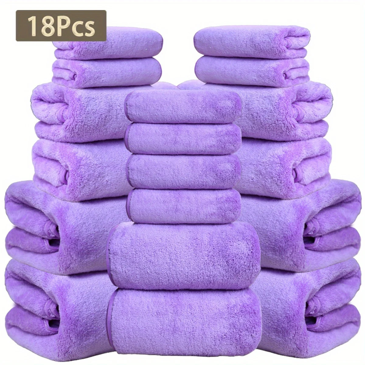 15 Colors, 18-Piece Coral Fleece Bath Towel Set, 4 Bath Towels 4 Hand Towels 10 Washcloths, Ultra Soft Plush Bathroom Towels Set....