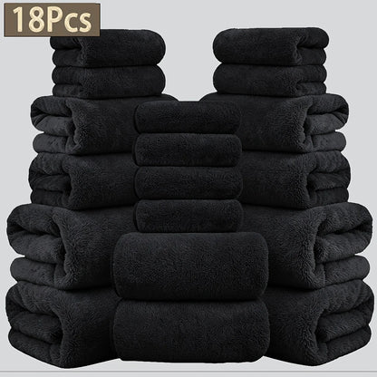 15 Colors, 18-Piece Coral Fleece Bath Towel Set, 4 Bath Towels 4 Hand Towels 10 Washcloths, Ultra Soft Plush Bathroom Towels Set....