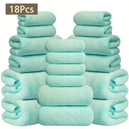 15 Colors, 18-Piece Coral Fleece Bath Towel Set, 4 Bath Towels 4 Hand Towels 10 Washcloths, Ultra Soft Plush Bathroom Towels Set....