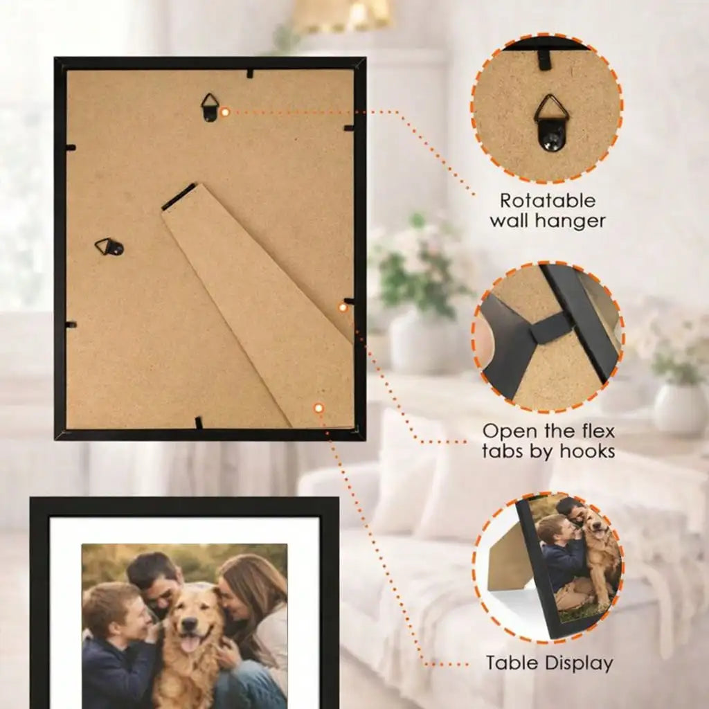 Picture Frame Set 12x16 Inch Wooden Photo Frames 3 Pack /6 Pack Black Natural Wood Dark Brown Wall Mount Tabletop Display
