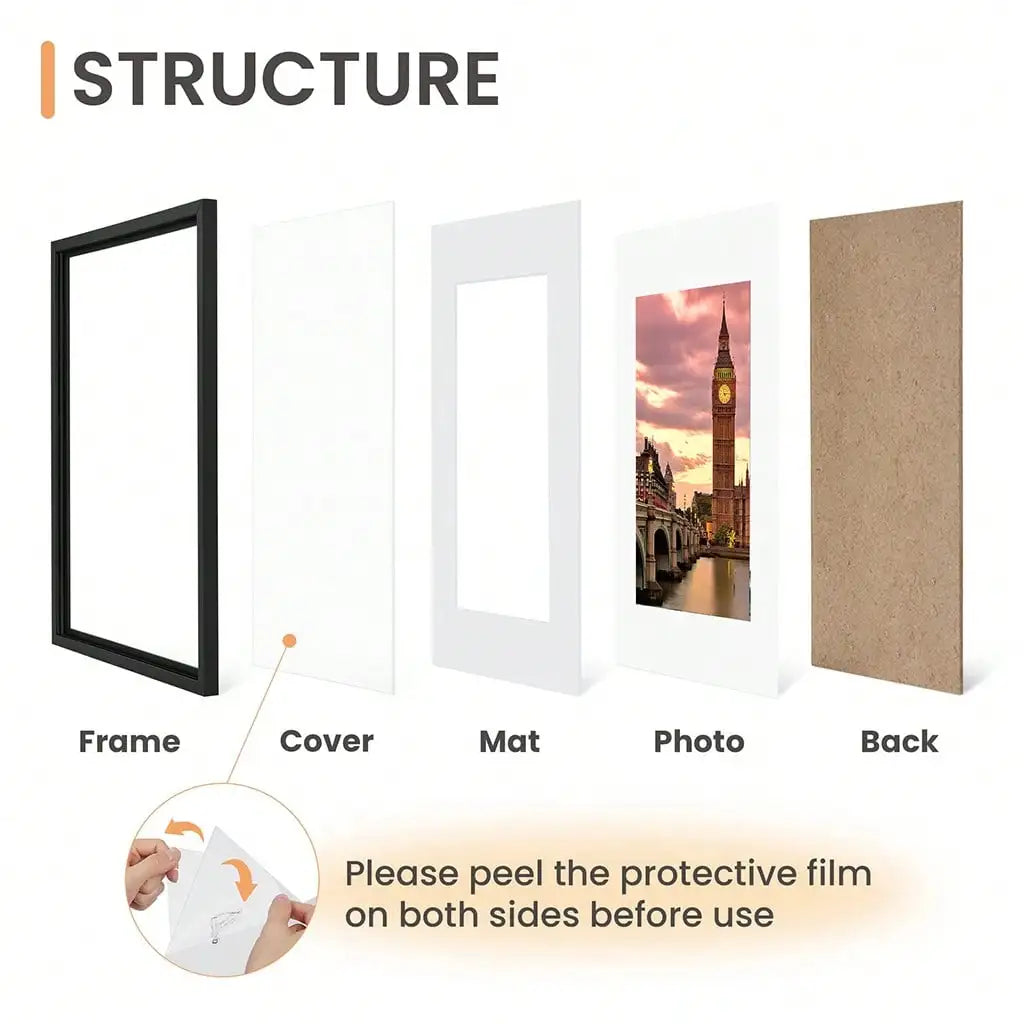 Picture Frame Set 12x16 Inch Wooden Photo Frames 3 Pack /6 Pack Black Natural Wood Dark Brown Wall Mount Tabletop Display