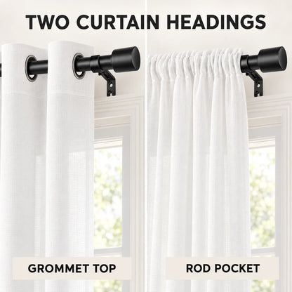 Black Telescopic Curtain Rod Set, With Metal Brackets,  Adjustable,  Window Home Decor