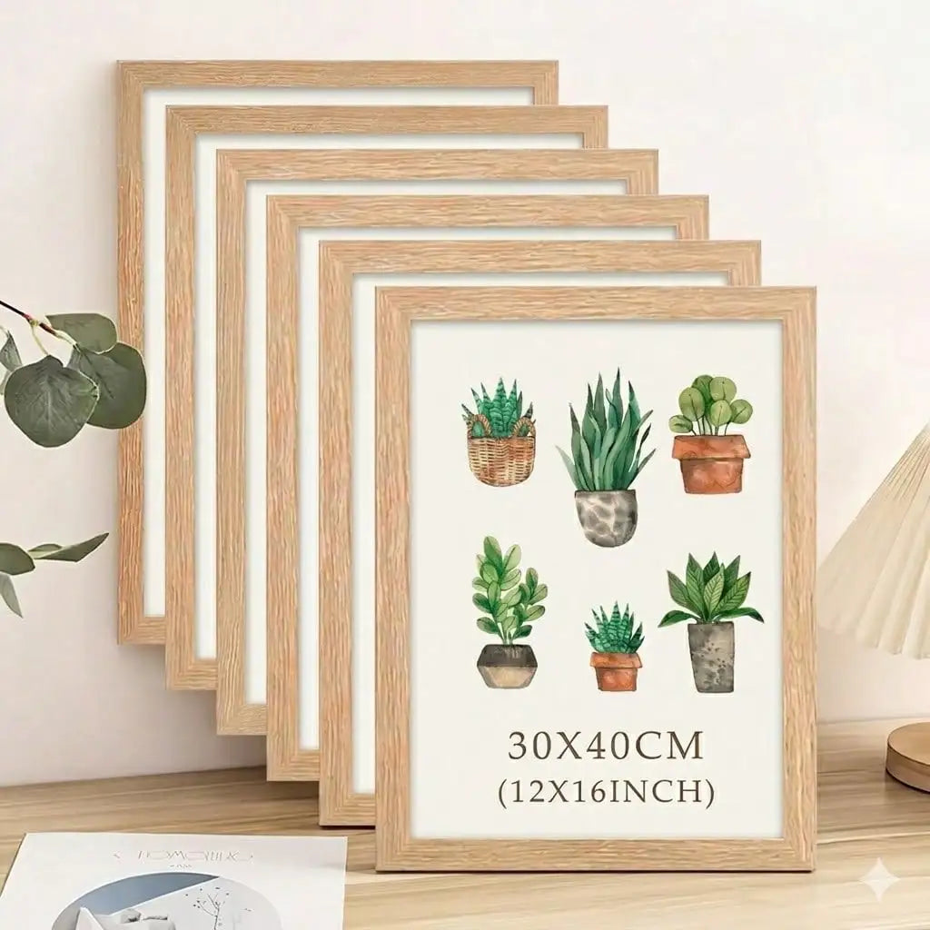 Picture Frame Set 12x16 Inch Wooden Photo Frames 3 Pack /6 Pack Black Natural Wood Dark Brown Wall Mount Tabletop Display