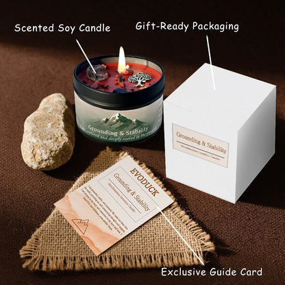 3Pcs Grounding & Stability Crystal, Scented Candle Set, Vetiver & Cedarwood Scented, Red Jasper & Smoky Quartz, Root Chakra Anxiety Relief, 12 Different Styles, 3 Oz.....