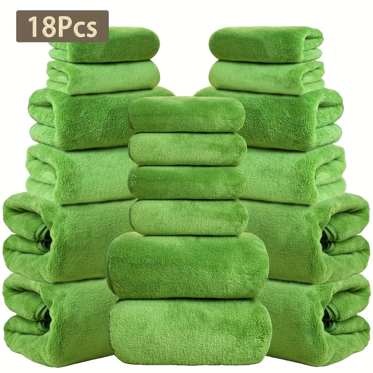 15 Colors, 18-Piece Coral Fleece Bath Towel Set, 4 Bath Towels 4 Hand Towels 10 Washcloths, Ultra Soft Plush Bathroom Towels Set....