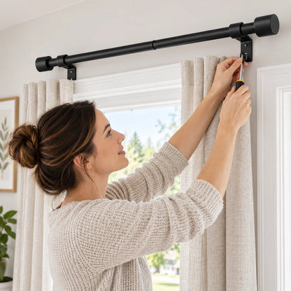32-144 In Black Adjustable Metal Curtain Rod, for Living Room Bedroom Windows Best Choice 2026